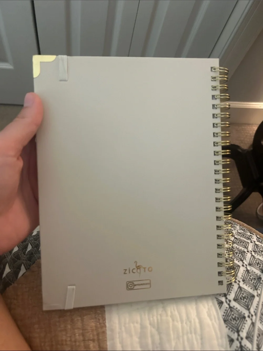 Zicoto Spiral Planner in Light Gray with Gold Accents